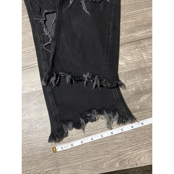 Free People We The Free Maggie MidRise Straight Raw Hem Black Jean SZ 26 (30x27) - Picture 8 of 12